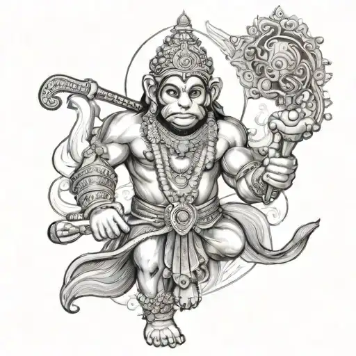 Hanuman Ji Indian Diety Carrying His Mace