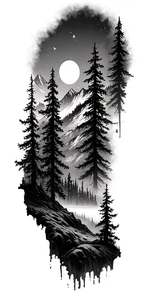 Realistic Burnt Forest And Mountains