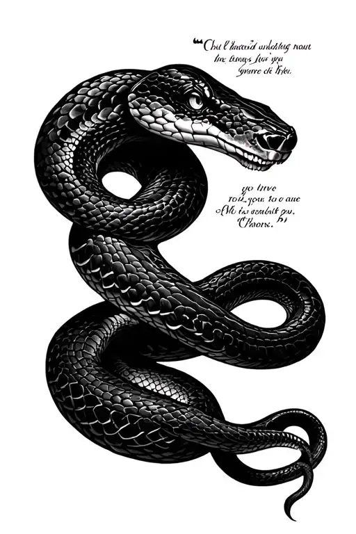 Snake And A Quote Written Underneath On Spine