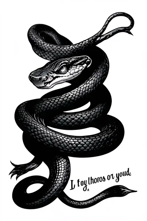 Small Snake With Quote Underneath On Ur Spine