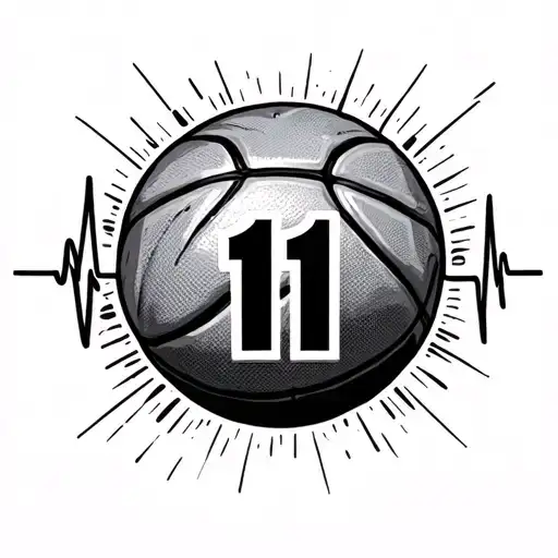 Baksetball With Number 11 And A Heart Beat
