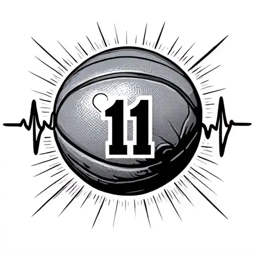Baksetball With Number 11 And A Heart Beat