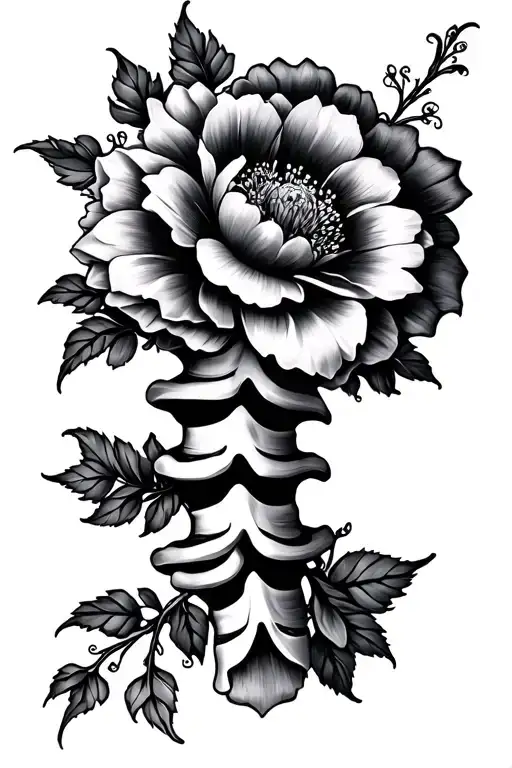 Spine Tattoos Flowers