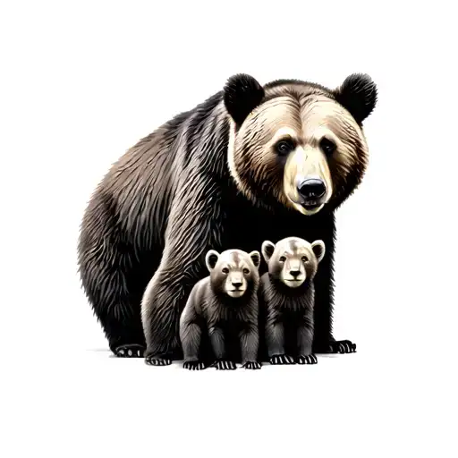 Mama Bear And 4 Cubs