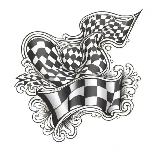 Checkered Flag With Heartbeat Line
