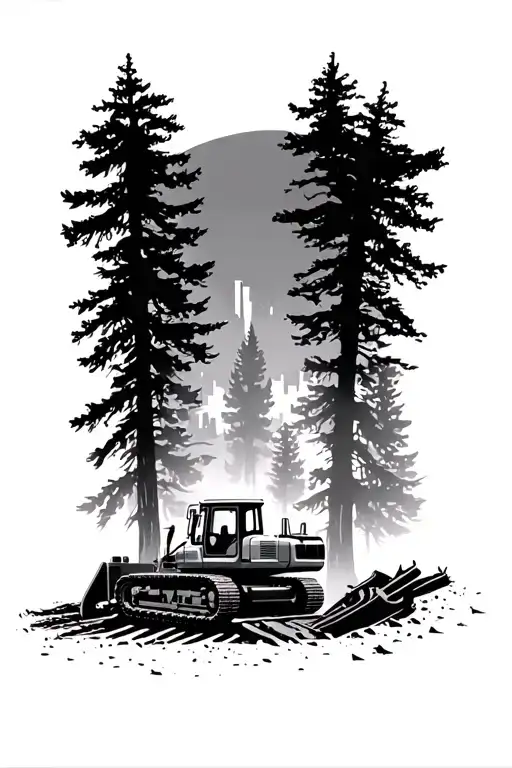 Bulldozer Skyline Forestry Scene That Leads