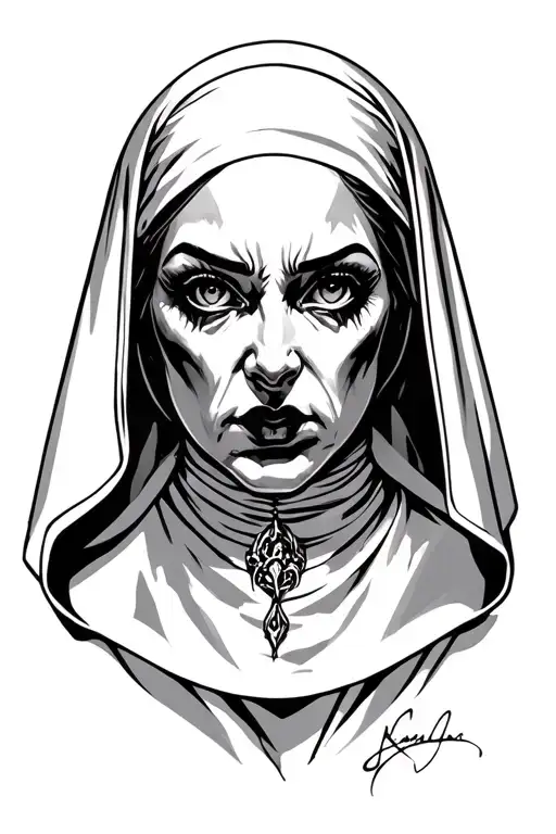 Demonic Attractive Nun Face