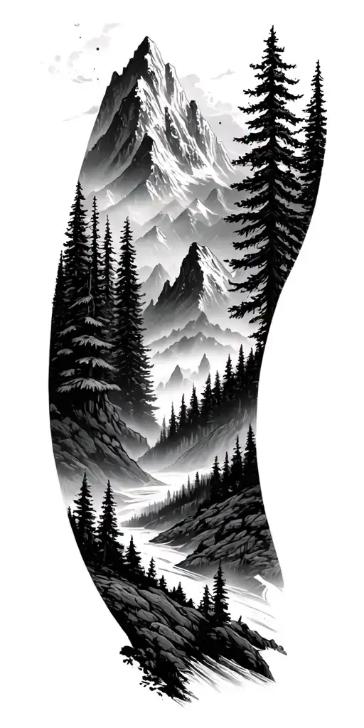 Mountain And Forest Scene