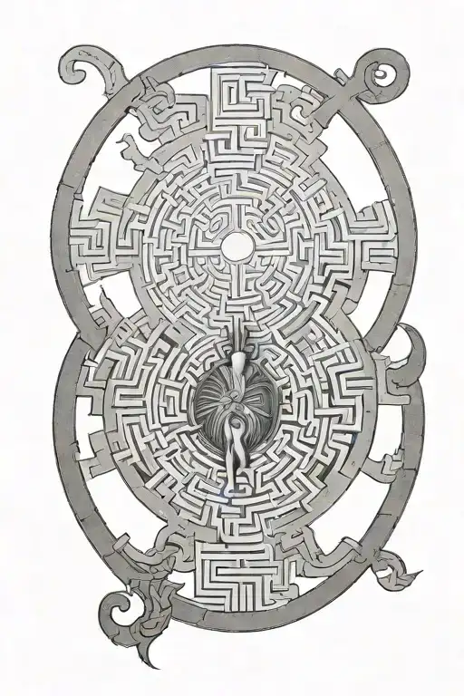 Minatuar Standing In Front Of A Labyrinth Maze