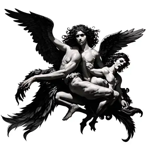 Feathers And Angels Fighting Demons