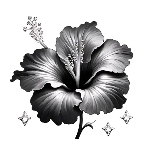 Hibiscus Flower With Little Diamond Stars