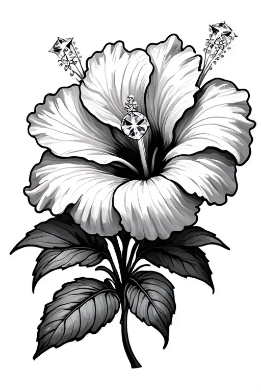 Hibiscus Flower Intertwined With Little Diamond Stars