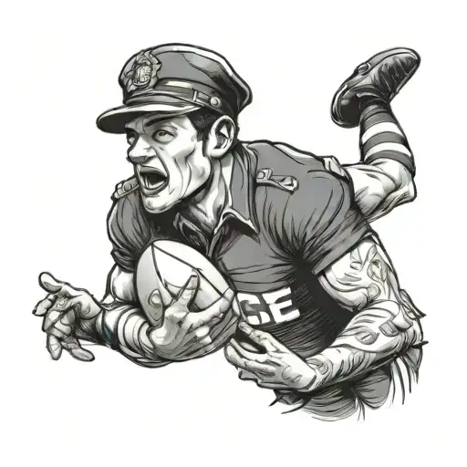 Parisian Police Officer Playing Rugby