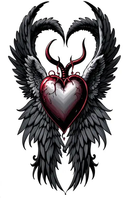 Heart Devil And Angel Wings