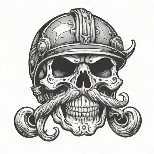 Helmet Skull With Mustache Shaped Hot