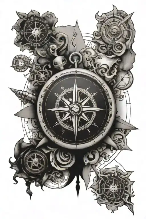 Compass Surrounded By Various