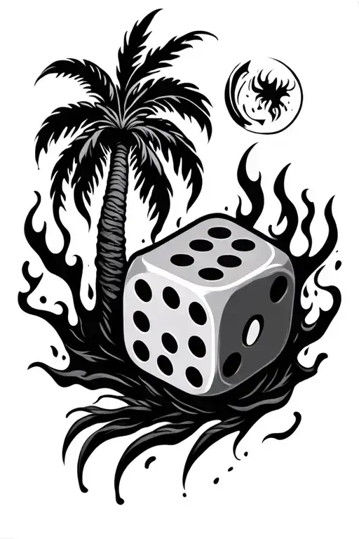 Dice Flames Palm Tree Sleeve