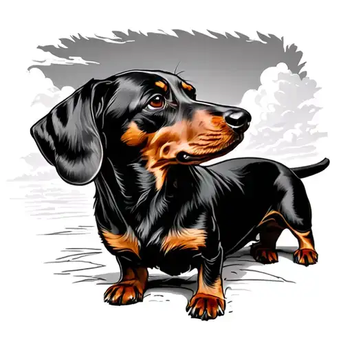 Dachshund Looking At The Sky