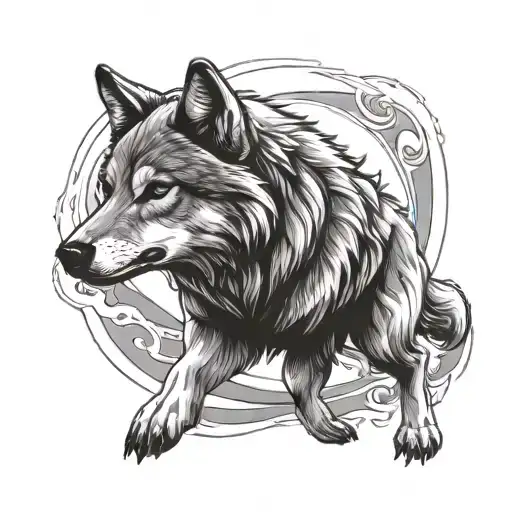 A Fierce Wolf And A Cub