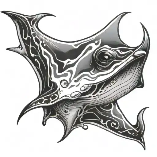 Little Cute Manta Ray Swimming Gracefully