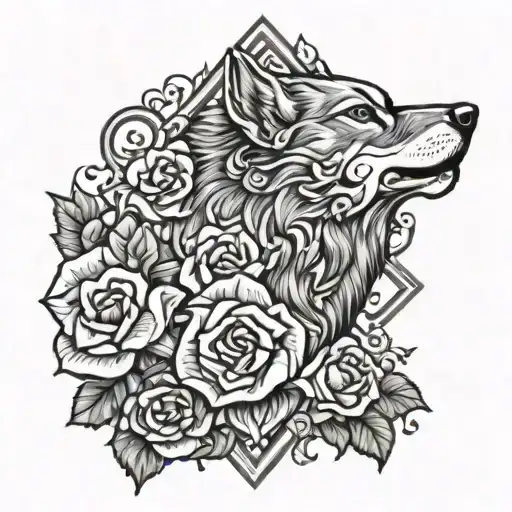 Sigma Male Symbol Lone Wolf Blended By Roses
