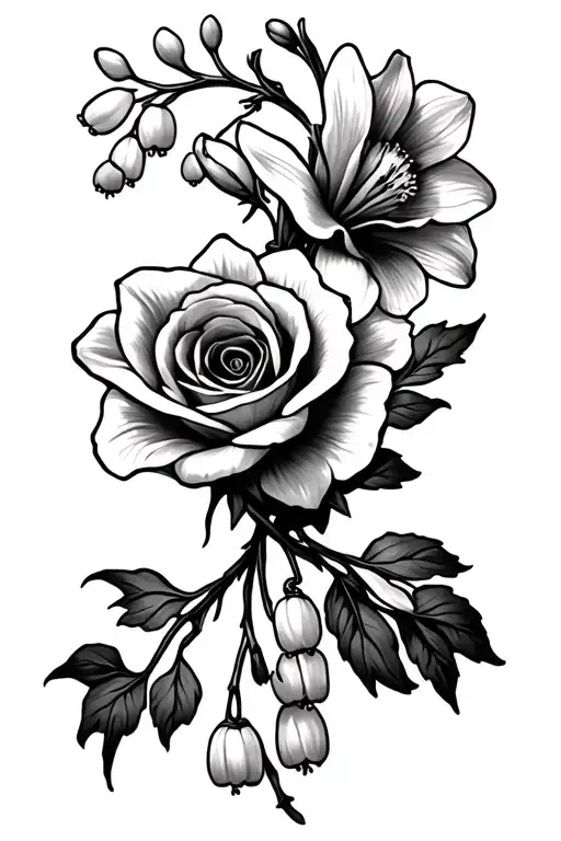 Daffodil Daisy Lily Of The Valley And Rose Intertwined Bracelet