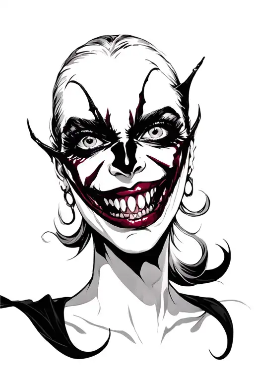 Lady Vampire Face With Fangs