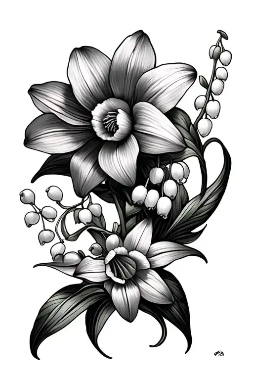 Daffodil Daisy Lily Of The Valley And Intertwined Bracelet