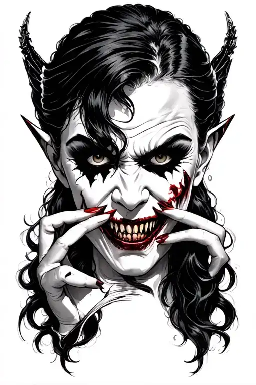 Pretty Side Angle Vampire Face With Fangs