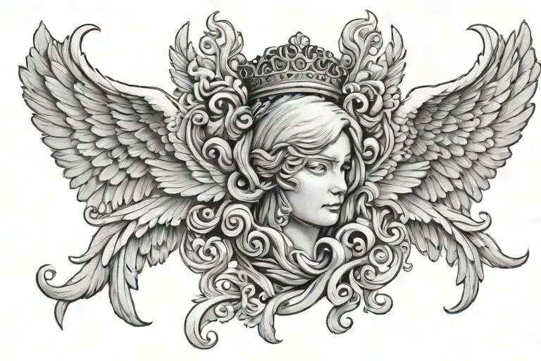 Angel Wings With Crown As Symbol For Mother