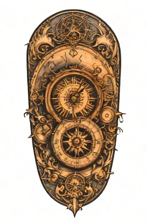 Compass And Clock Face Emerging