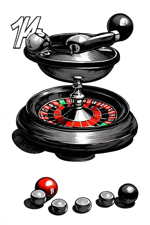 Roulette Wheel With Ball In Number 14