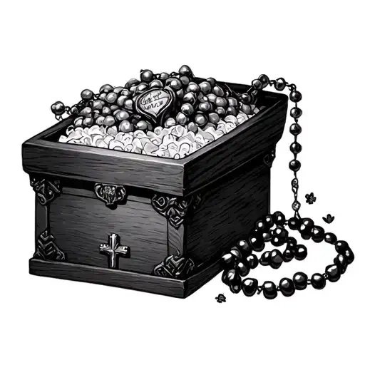 A Sweet Box Wrapped With A Rosary