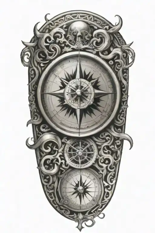 Compass And Scroll Wrapped Round