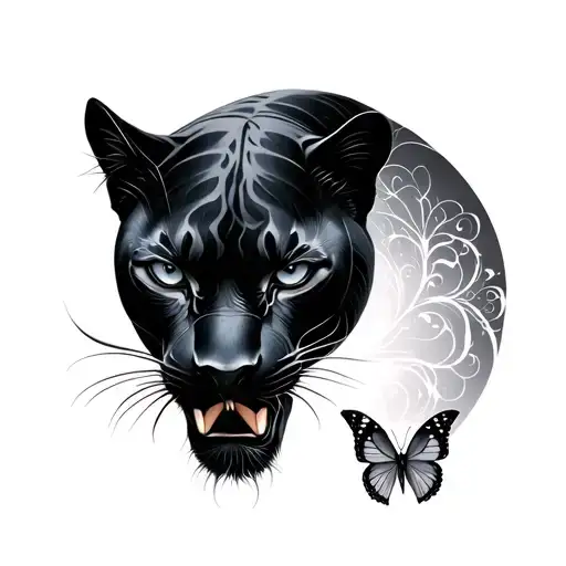 Black Panther Yin And Butterflies Yang