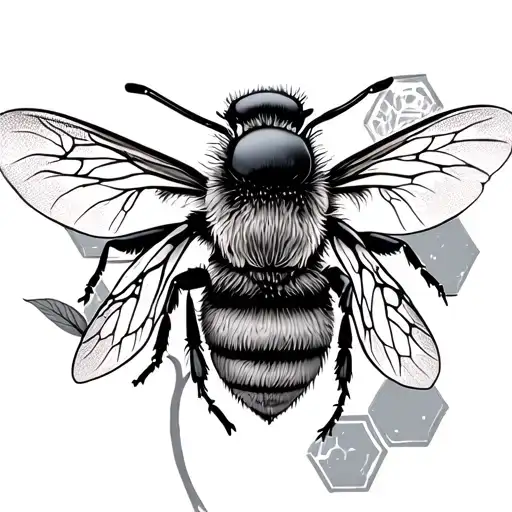 Bee With Carnation And Hexagons