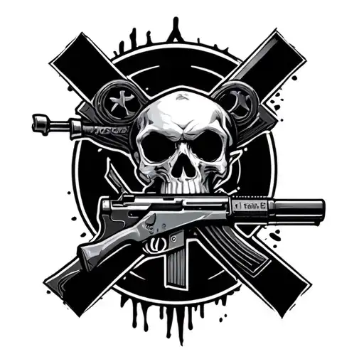 Skull And Cross Ak 47