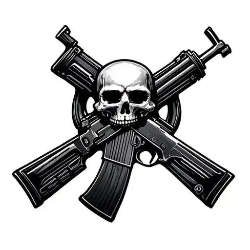 Skull And Cross Ak 47 Rifle