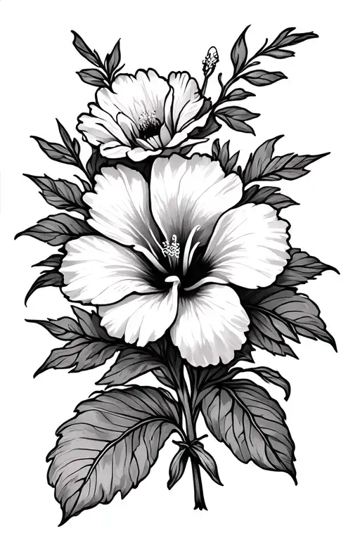 Marigold And Hibiscus Flower