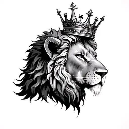 Lion's Half Head Wearing A Crown