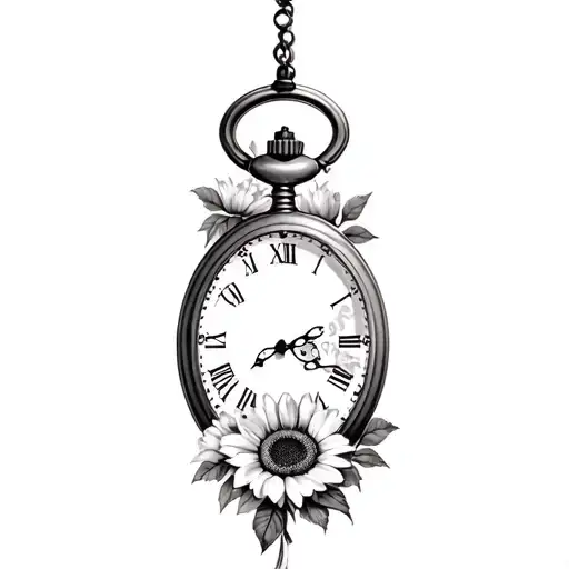 Two Open Pocket Watch With Sunflowers And Roses