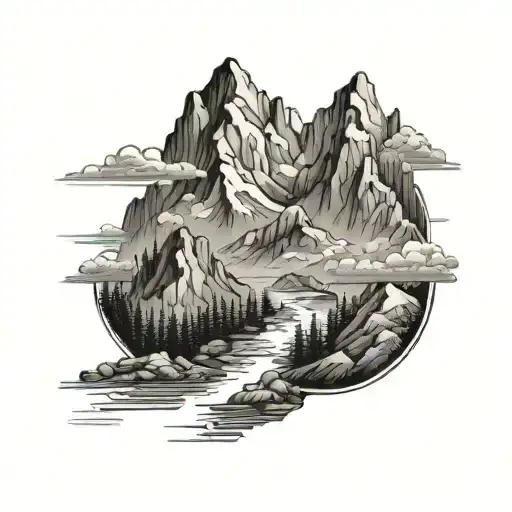 Trading Charts Merging Into A Scenic Mountain Landscape