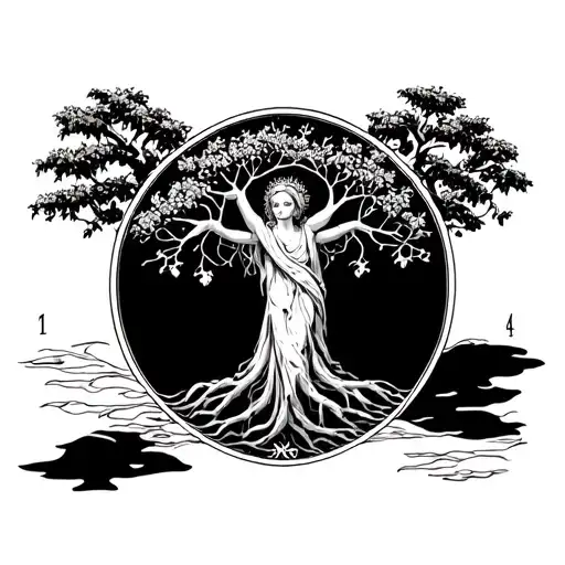 Temperance Tarot Card Into Willow Tree