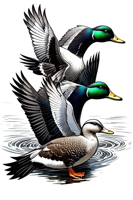 Tooled Leather With Mallard Ducks Flying