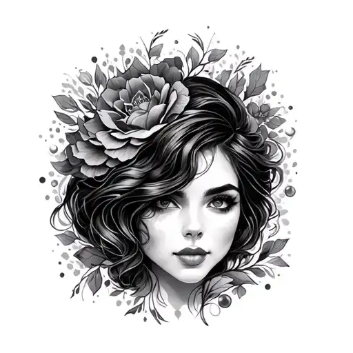 Women's Face With Ornaments Around