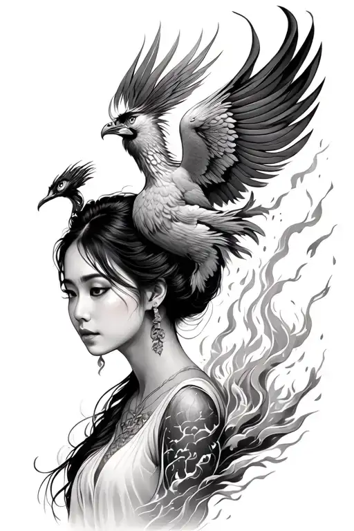 Vietnamese Woman With Phoenix Rising From The Ashes