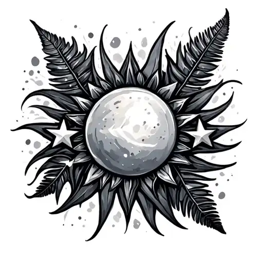 3 Stars And Sun With Silver Fern