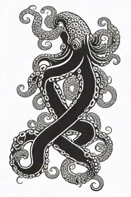 Octopus Wraps Around Celtic Runes
