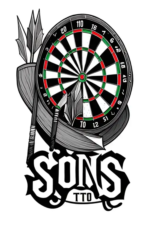 Dart Arrows And Board For Sons Name