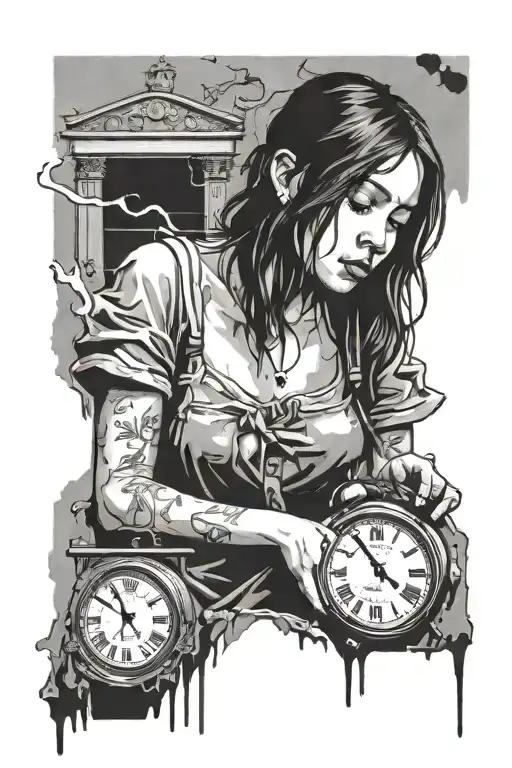 Banksy Girl And Melting Clock